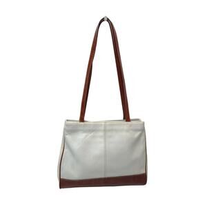 Vintage White & Brown Genuine Leather Shoulder Bag – Andé Ganson Style